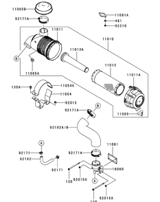Kawasaki Fxt00v-Bs04 Air Filter And Muffler Diagram and Parts List for S7237-KW 53CI8DU8050-37HP Cub Cadet Lawn Tractor
